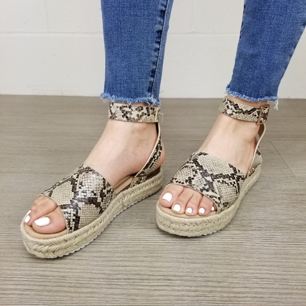Python Snake Espadrille Platform Comfort Sandal - Picture 4 of 8